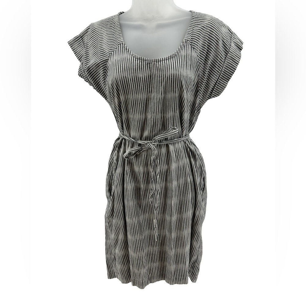 Kavu dark gray & white striped casual dress